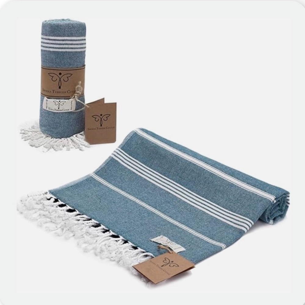 Blue and White Turkish Towel